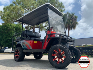 Red EZGO with Red Rims golf cart maintenance, marco island golf cart service